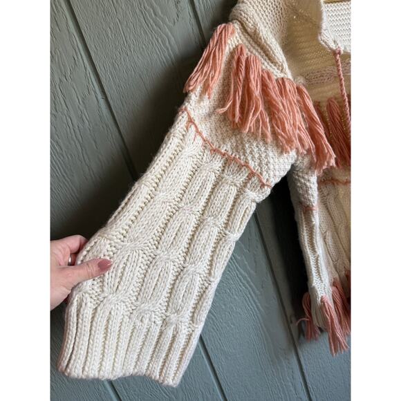 Anthropologie Mixed Knit Fringe Cardigan One Size - Picture 5 of 9